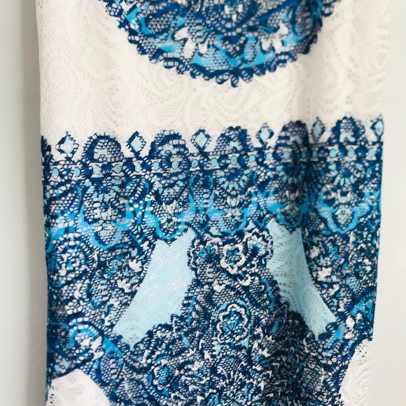 Venus Mandala Blue White Lace Maxi Dress - Picture 4 of 8